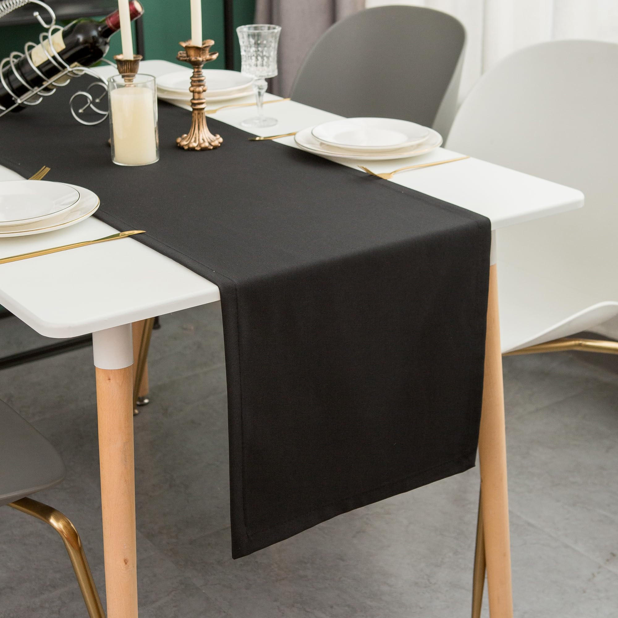TISCHLÄUFER modern abwaschbar, wasserabweisend, Lotuseffekt, 30x140 cm, Schwarz - Schwarz, Textil (30/140cm)