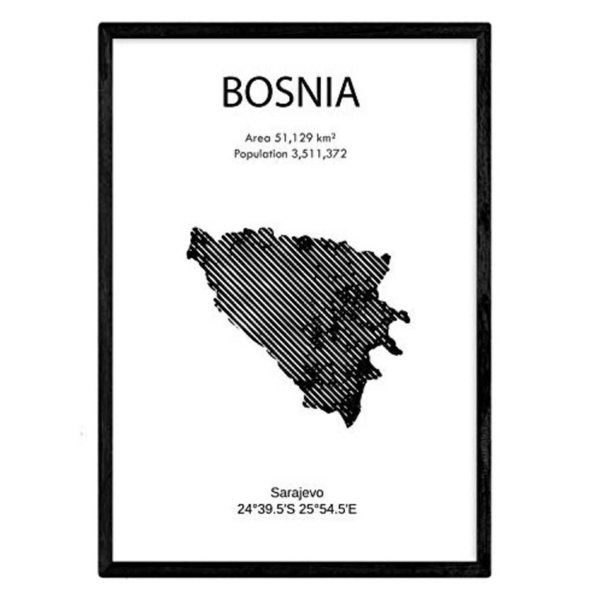 POSTER Länder & Kontinente Bosnien A4 Rahmenlos - Klar, Papier (29.7/5/21cm) - Nacnic