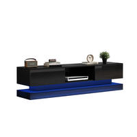 TV-LOWBOARD aus Spanplatte 160x35x40,5 cm Schwarz mit LED-Beleuchtung, 2 Schubladen und App-Steuerung - Schwarz, Holzwerkstoff (160/40.5/35cm) - Modfu