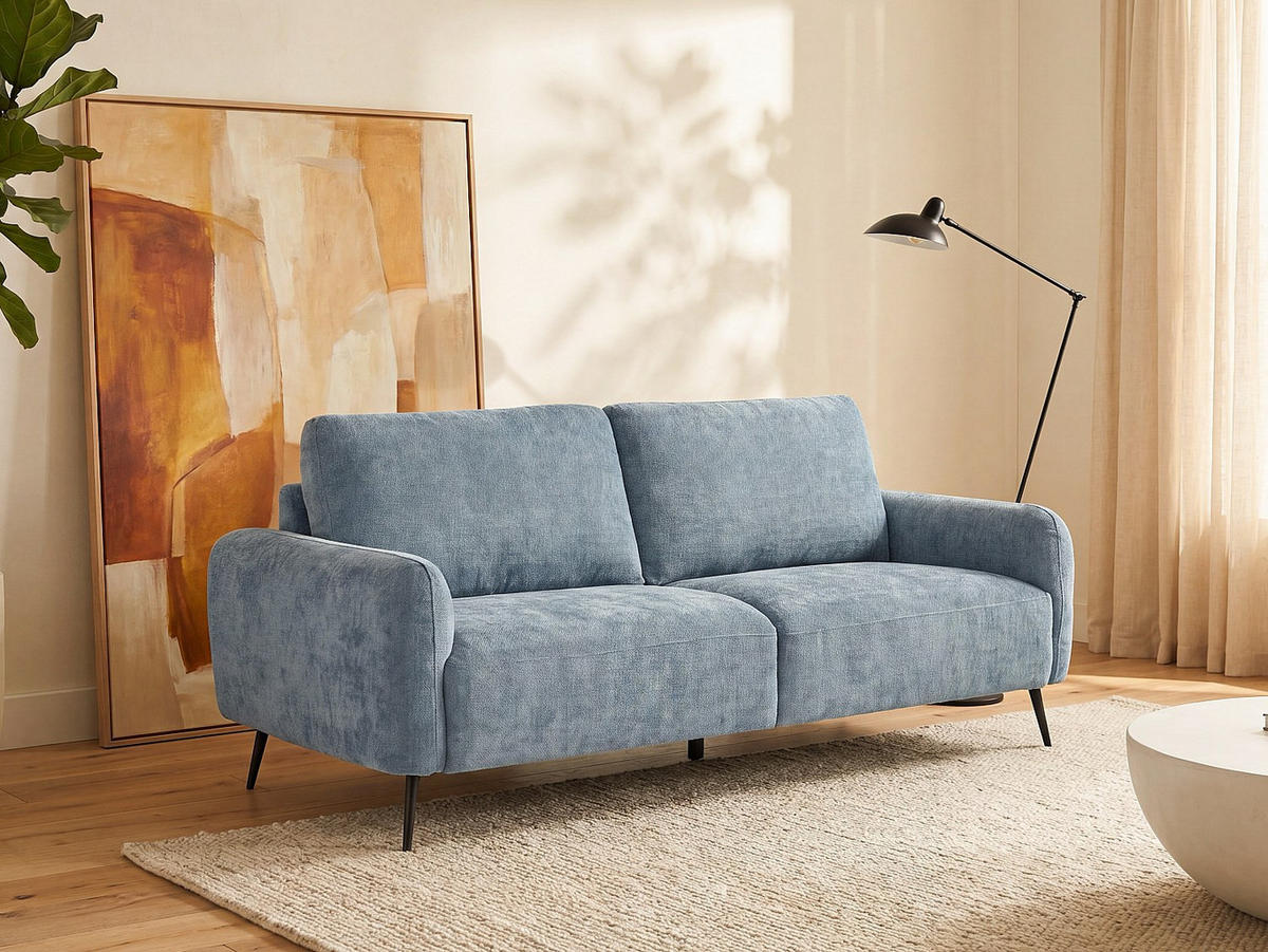 SOFA - 3 Personen - stoff - blau Letrosa - Blau, Textil/Metall (200/86/88cm) - Vente-Unique
