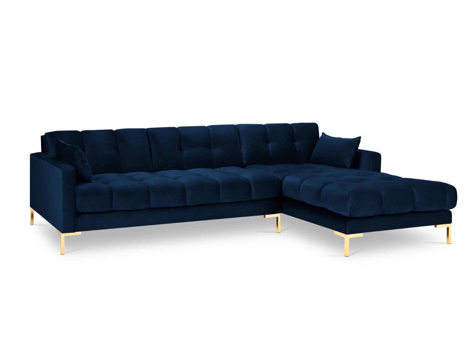 ECKSOFA rechts Mamaia aus Samt königsblau 5 Sitzplätze - Blau, Textil (185/293cm) - Micadoni