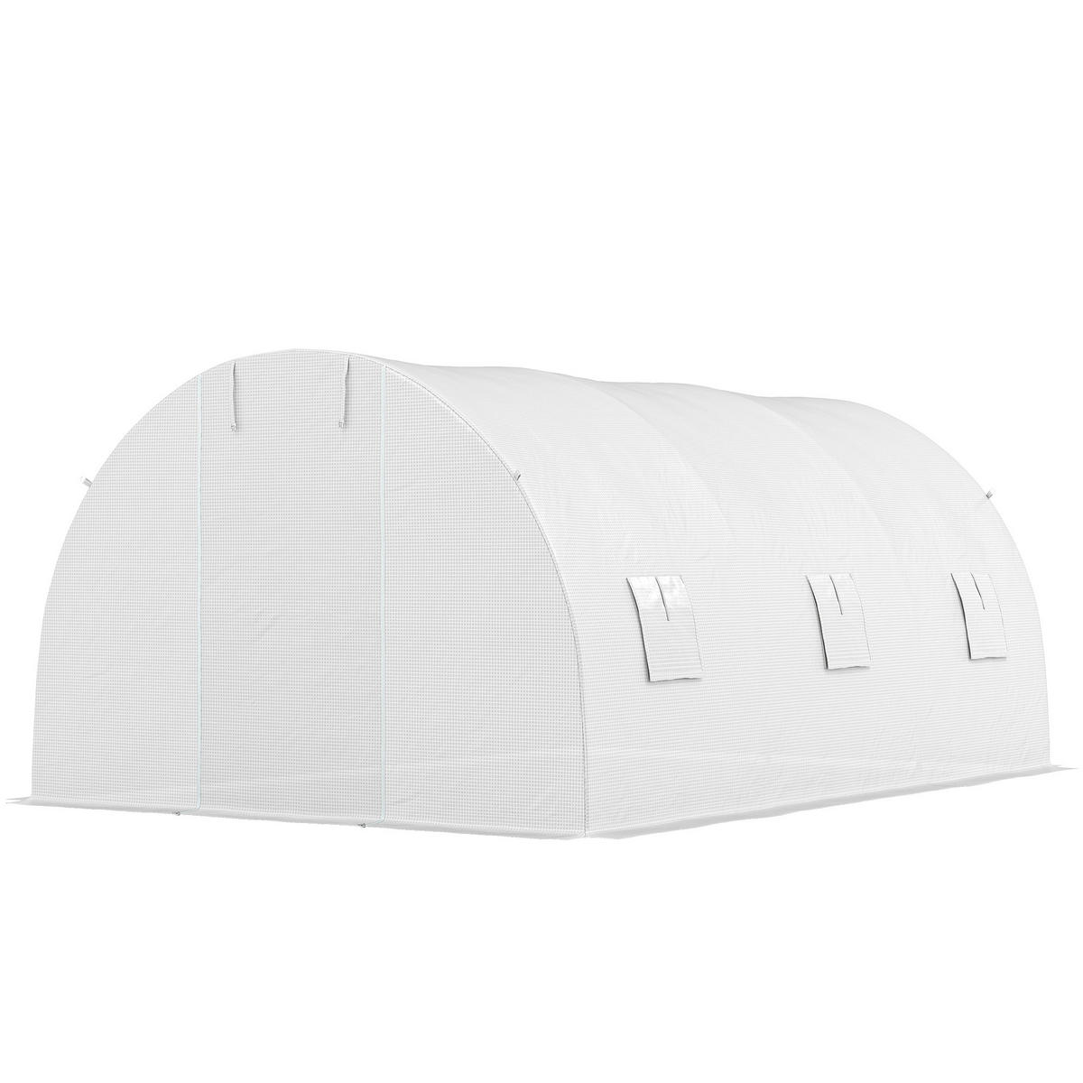 GEWÄCHSHAUS DE-12050 mit 6 Fenstern & Tür Weiß - Weiß, Kunststoff (300/200/450cm) - ComfortXL