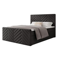BOXBETT NEREA PLUS 200/200 cm mit Matratze und Topper, Schwarz - Schwarz, Holzwerkstoff/Textil (200/200cm) - Idohome