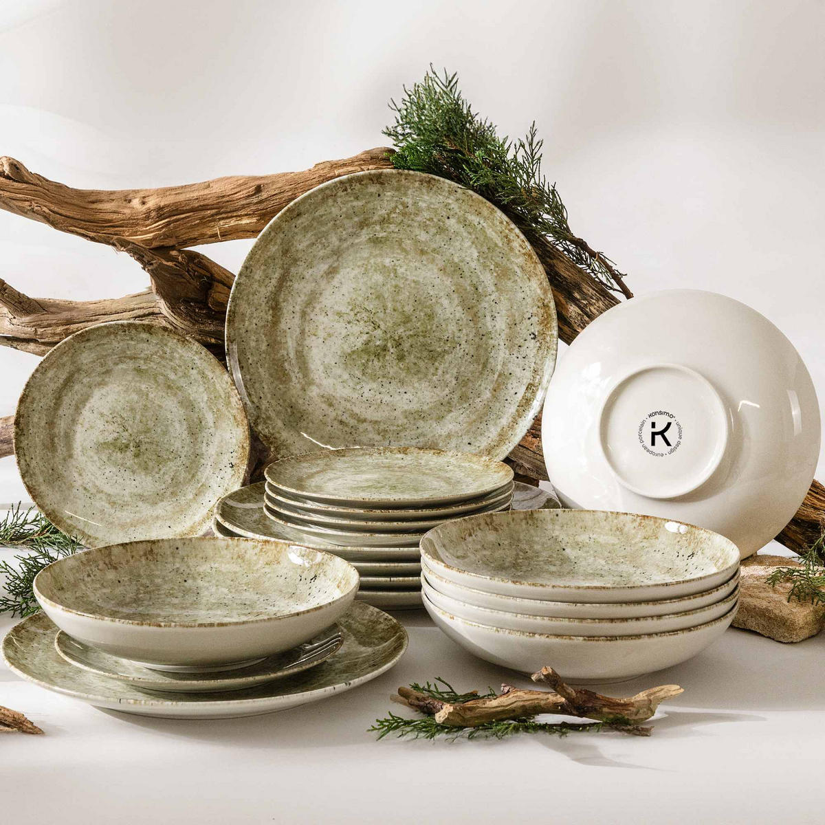 TAFELSERVICE ERATO 6 Personen 18-tlg Hartporzellan - Beige, Keramik (27.5/2/27.5cm) - KONSIMO®