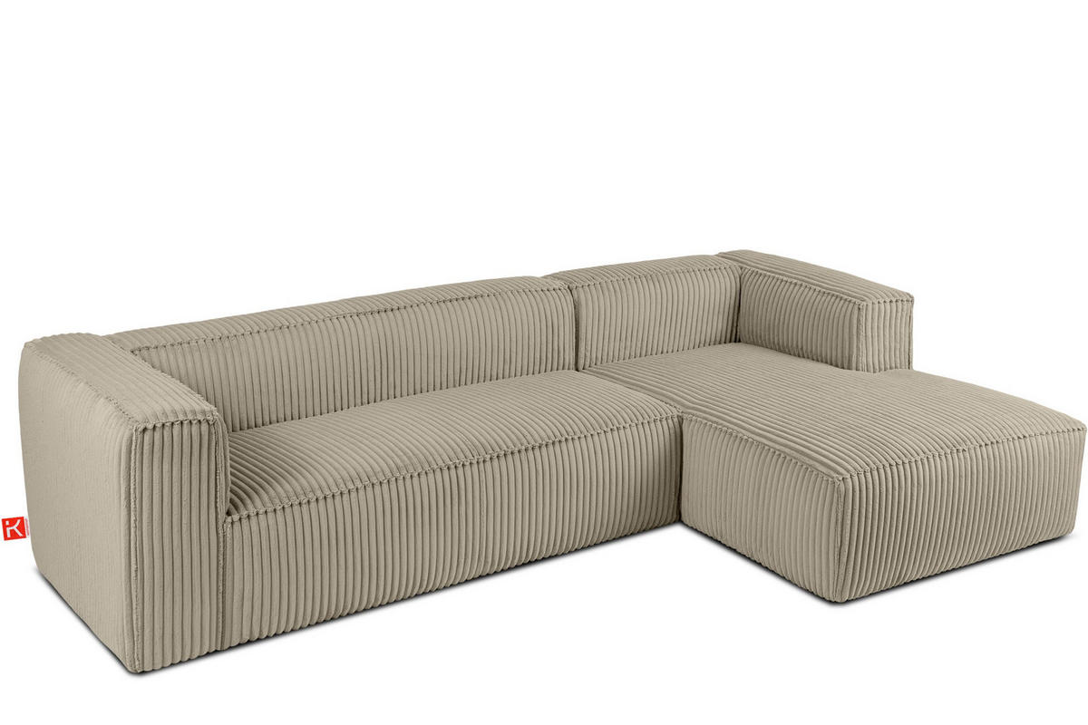 ECKSOFA-RECHTS FEROX Modern, Cord-Stoff, beige - Beige, Textil (305/175cm) - KONSIMO®