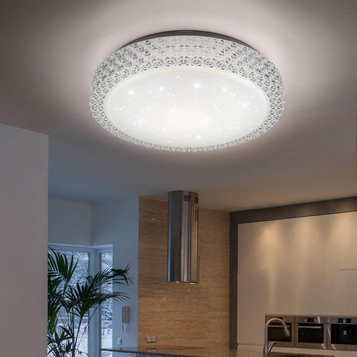 LED DECKENLEUCHTE Weiß Sternenhimmel Effekt - Weiß, Metall (40/40/11cm)