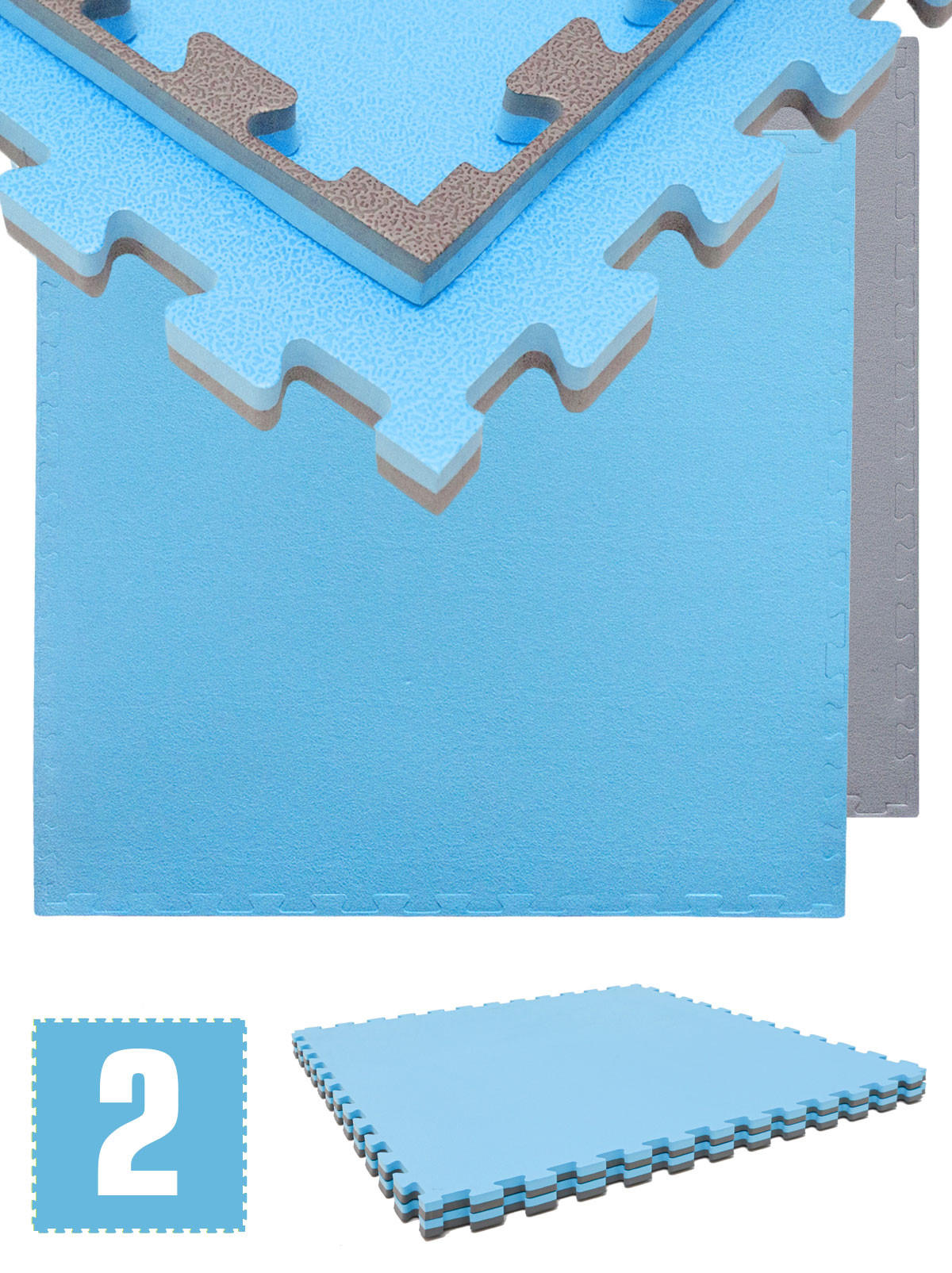 BODENSCHUTZMATTE 90x90x2 cm, Blau, 2er Set - Blau, Kunststoff (90/90/2cm) - eyepower
