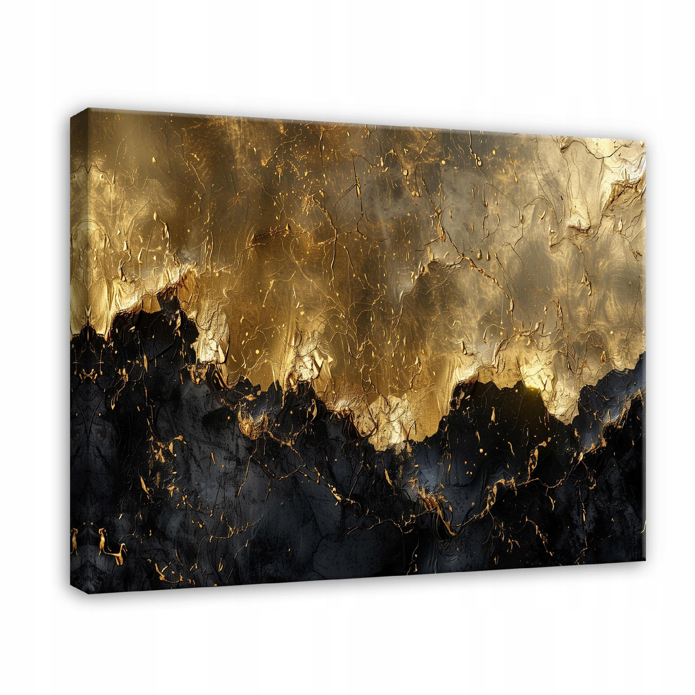 LEINWANDBILD Abstrakt Gold Schwarz 100x70 - Multicolor, Holzwerkstoff (100/70cm) - Wallarena
