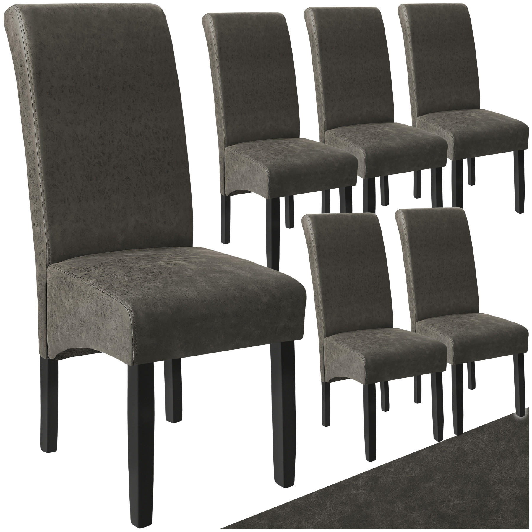 ESSZIMMERSTUHL 6er Set 44 x 63 x 106 cm grau marmoriert - Grau, Textil (44/106/45cm) - tectake