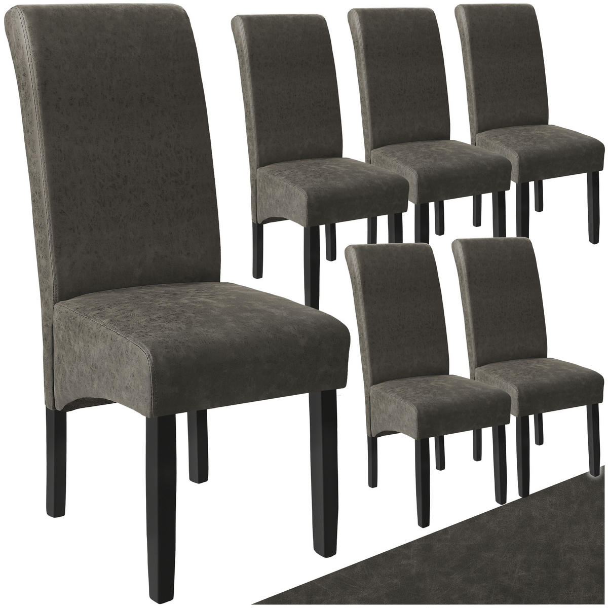 ESSZIMMERSTUHL 6er Set 44 x 63 x 106 cm grau marmoriert - Grau, Textil (44/106/45cm) - tectake