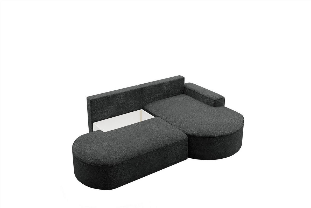 ECKSOFA Girona Mit Schlaffunktion - Schwarz, Holzwerkstoff/Textil (278/179cm) - Fun Möbel