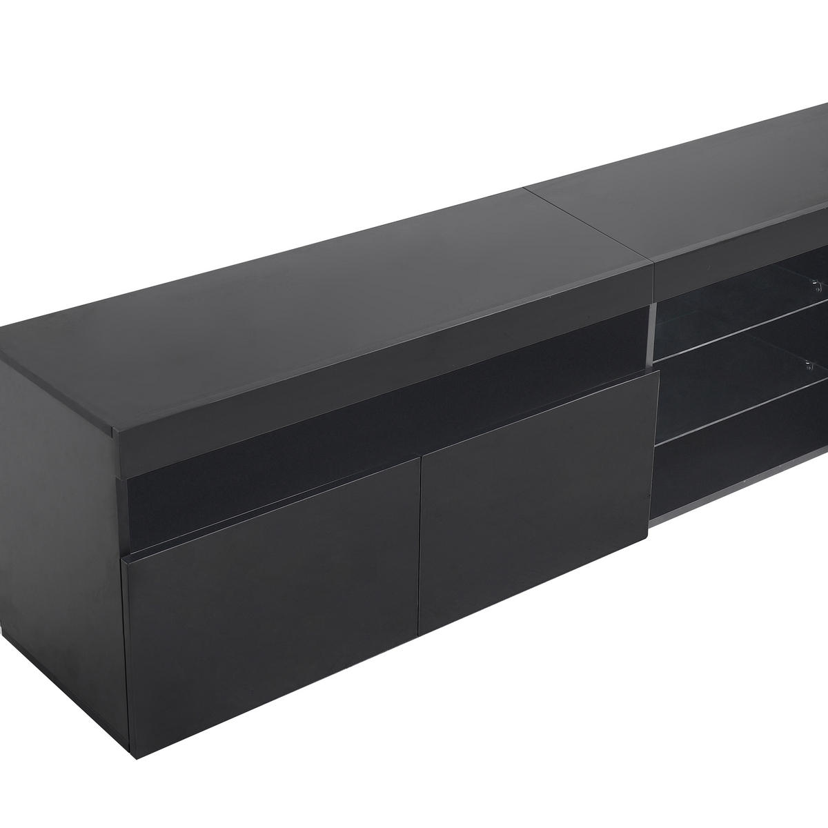 TV-BOARD Schwarz 180/35/48 cm mit LED-Beleuchtung - Schwarz, Holzwerkstoff (180/48/35cm) - PANGIVO