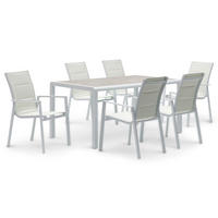 GARTENMÖBEL SET TRAPANI 7er Set grau, weiß - Grau, Glas/Metall - IDIMEX
