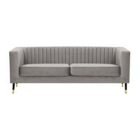 DREISITZER SOFA Slender-Velluto 15 - Hellgrau, Holz/Textil (201/71/83cm) - SLF24