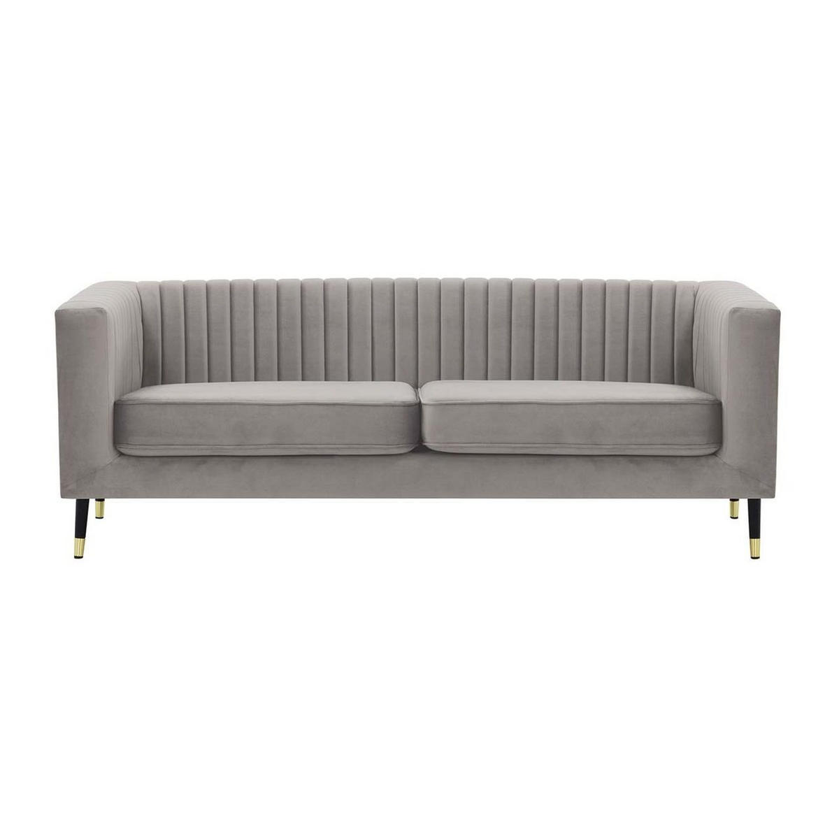 DREISITZER SOFA Slender-Velluto 15 - Hellgrau, Holz/Textil (201/71/83cm) - SLF24