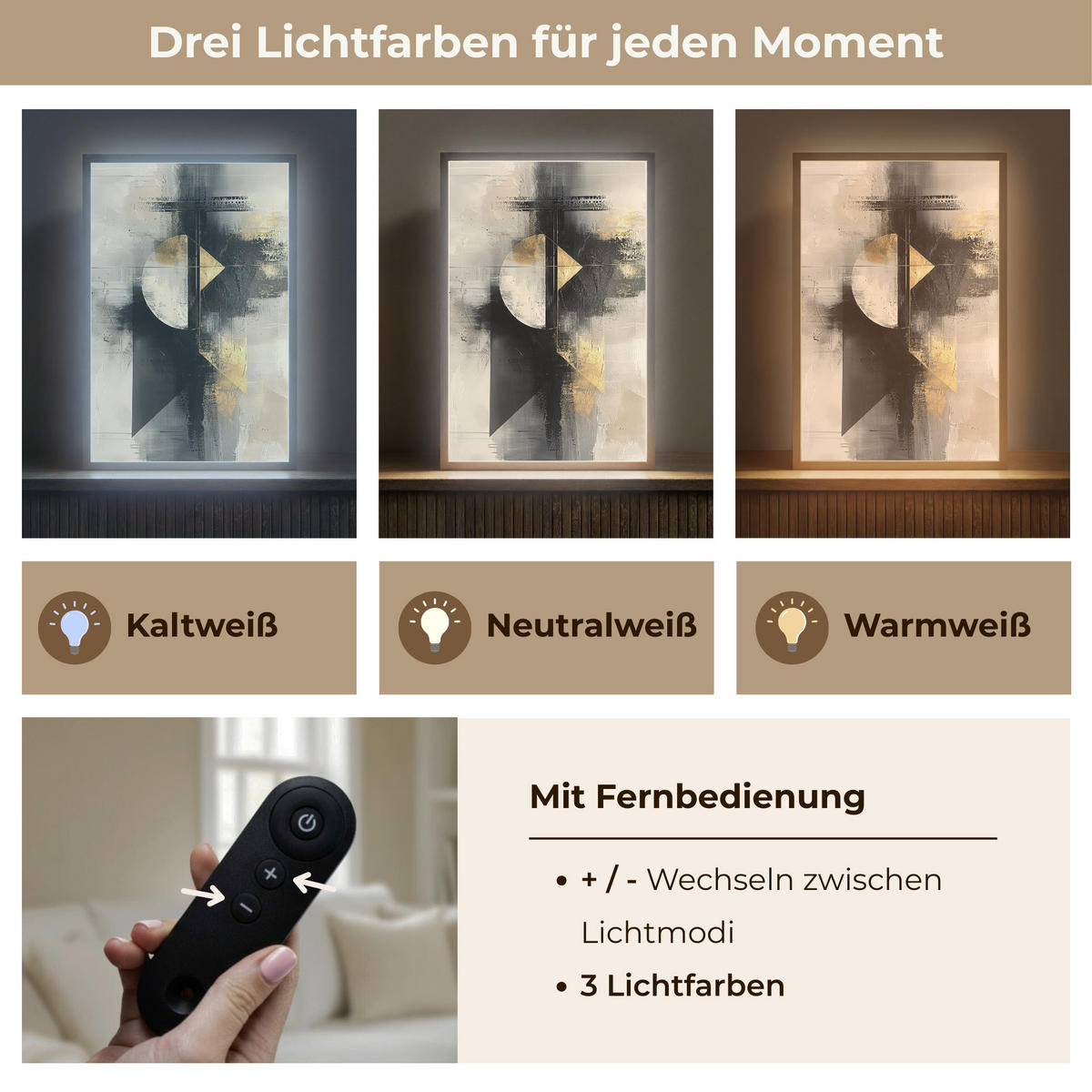 NÁSTĚNNÁ LAMPA S AKUMULÁTOREM Abstraktní - černá - barva - moderní 40x60 cm - šedá, kompozitní dřevo (40/60/8cm) - OnlyWow