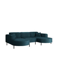 ECKSOFA U-Form Designer Modena Rein Stoff Noel Blau - Blau, Holz (165/299cm) - Kaiser Möbel