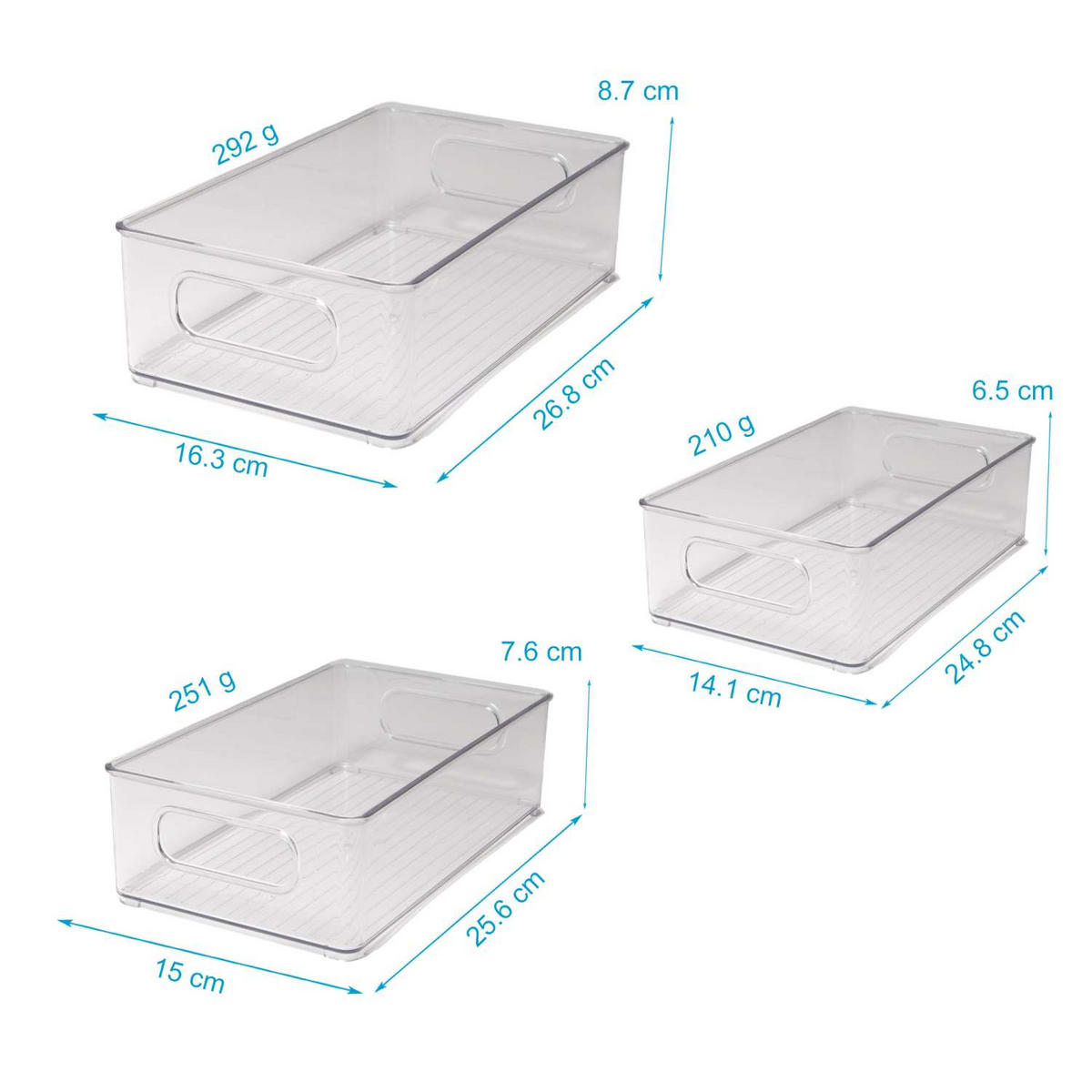 KÜHLSCHRANK-BOXEN 6er-Set - Transparent, Kunststoff (15.9/17/26.8cm) - Intirilife