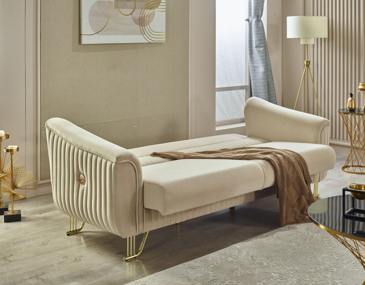 SITZGARNITUR Vega Creme Stellvariante:3+3 - Creme, Holz (225/85/90cm) - Villa Möbel