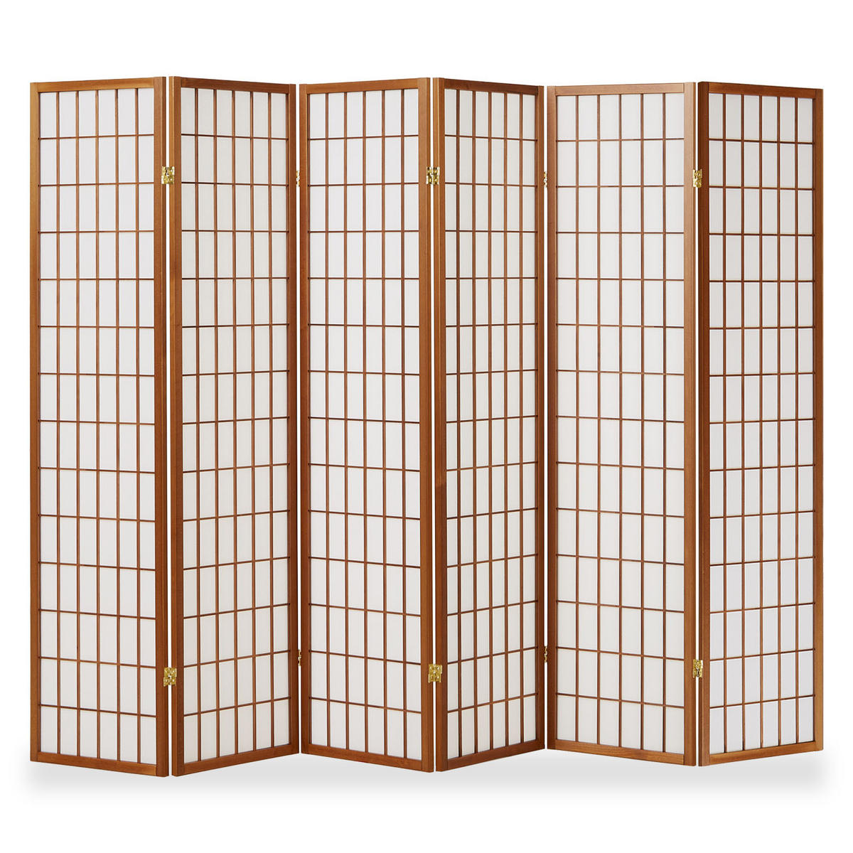 PARAVENT 6-tlg. 264/175 cm Braun Shoji - Braun, Holz (264/175/2cm) - Homestyle4u