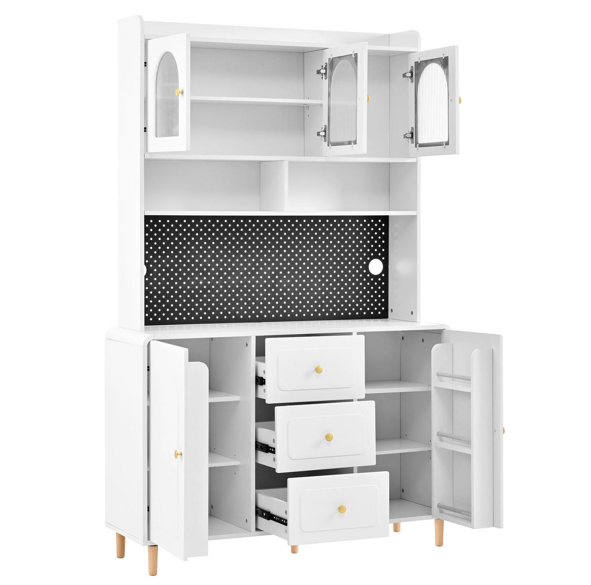 SIDEBOARD 160/40/80 cm mit 4 Türen, verstellbaren Einlegeböden und Soft-Close aus MDF und Spanplatte, Weiß - Weiß, Holzwerkstoff (160/80/40cm) - Redom