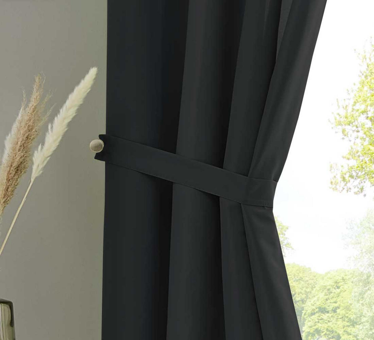 VORHANG BERLIN HxB 145x140cm Schwarz - Schwarz, Textil (140/145cm) - Gardinenbox