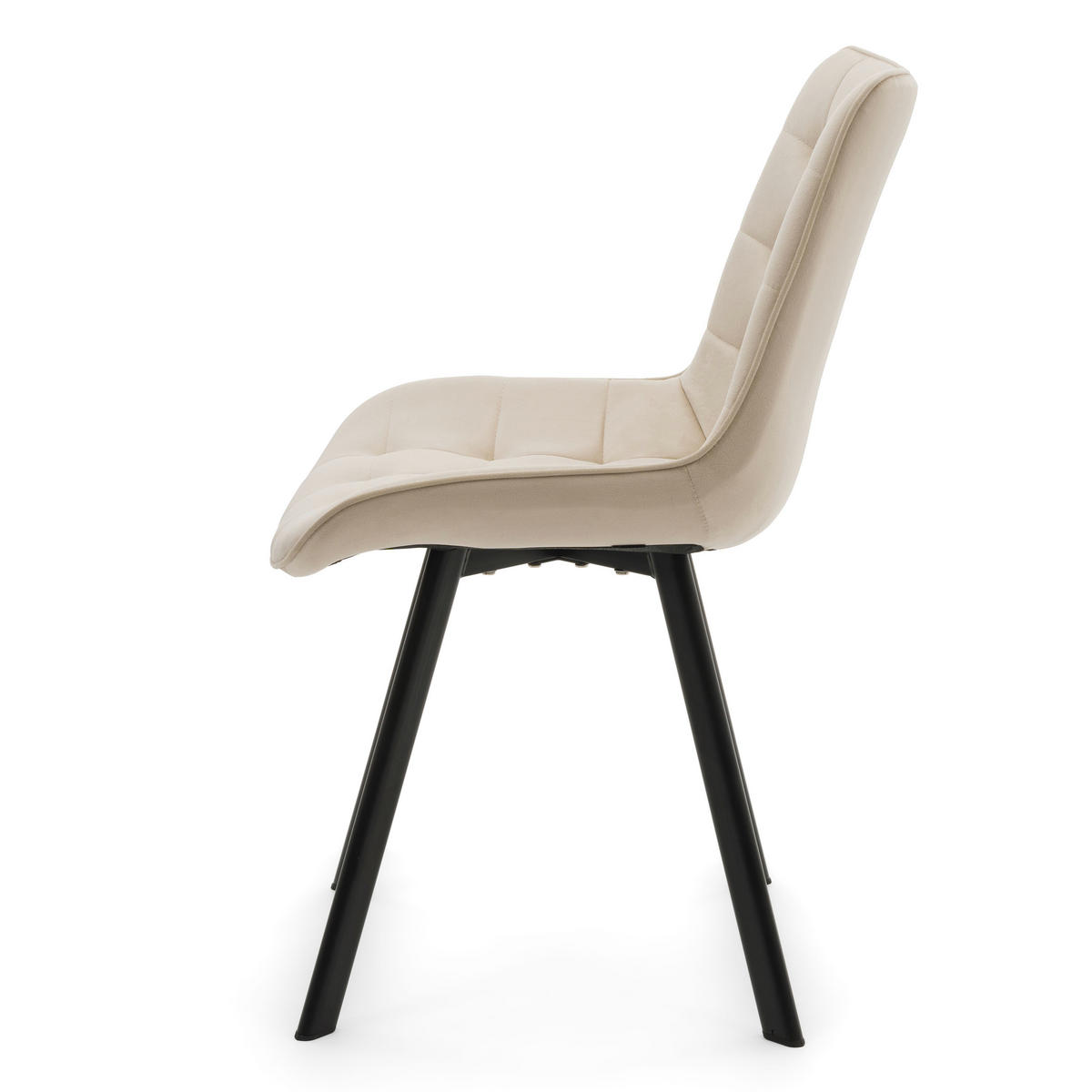 STUHL TORI gepolsterter mit Steppung - beige - Samt Velour - Beige/Schwarz, Textil/Metall (53/86/60cm) - NEW HOME
