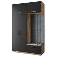 GARDEROBENSCHRANK REMA 150/240/60 cm Modern Garderobe-Set Eiche Lefkas - Eichefarben/Schwarz, Holzwerkstoff (150/240/60cm) - MASSENO