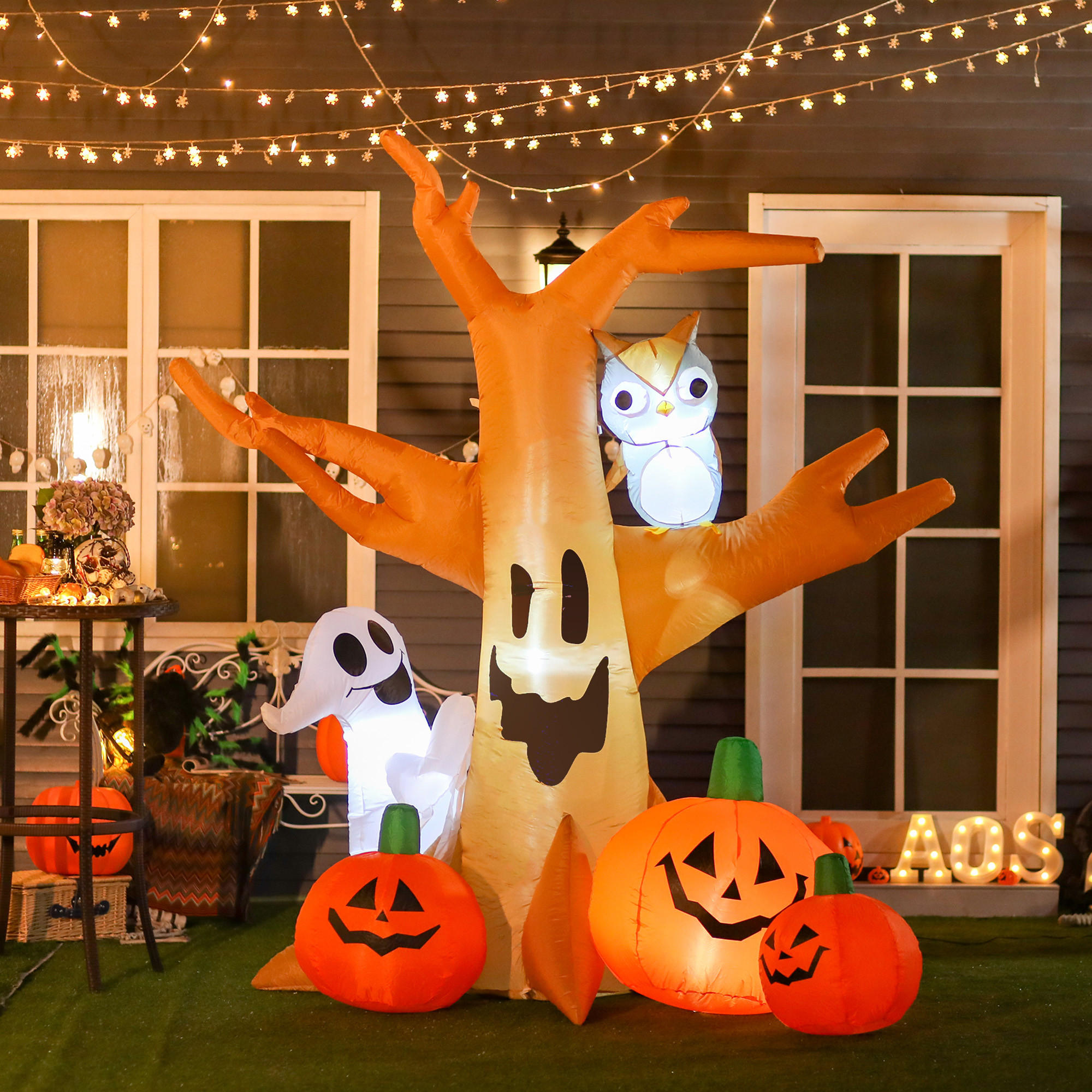 HALLOWEEN AUFBLASBARER BAUM, Mehrfarbig, Polyester - Multicolor, Kunststoff (100/240/190cm) - HOMCOM
