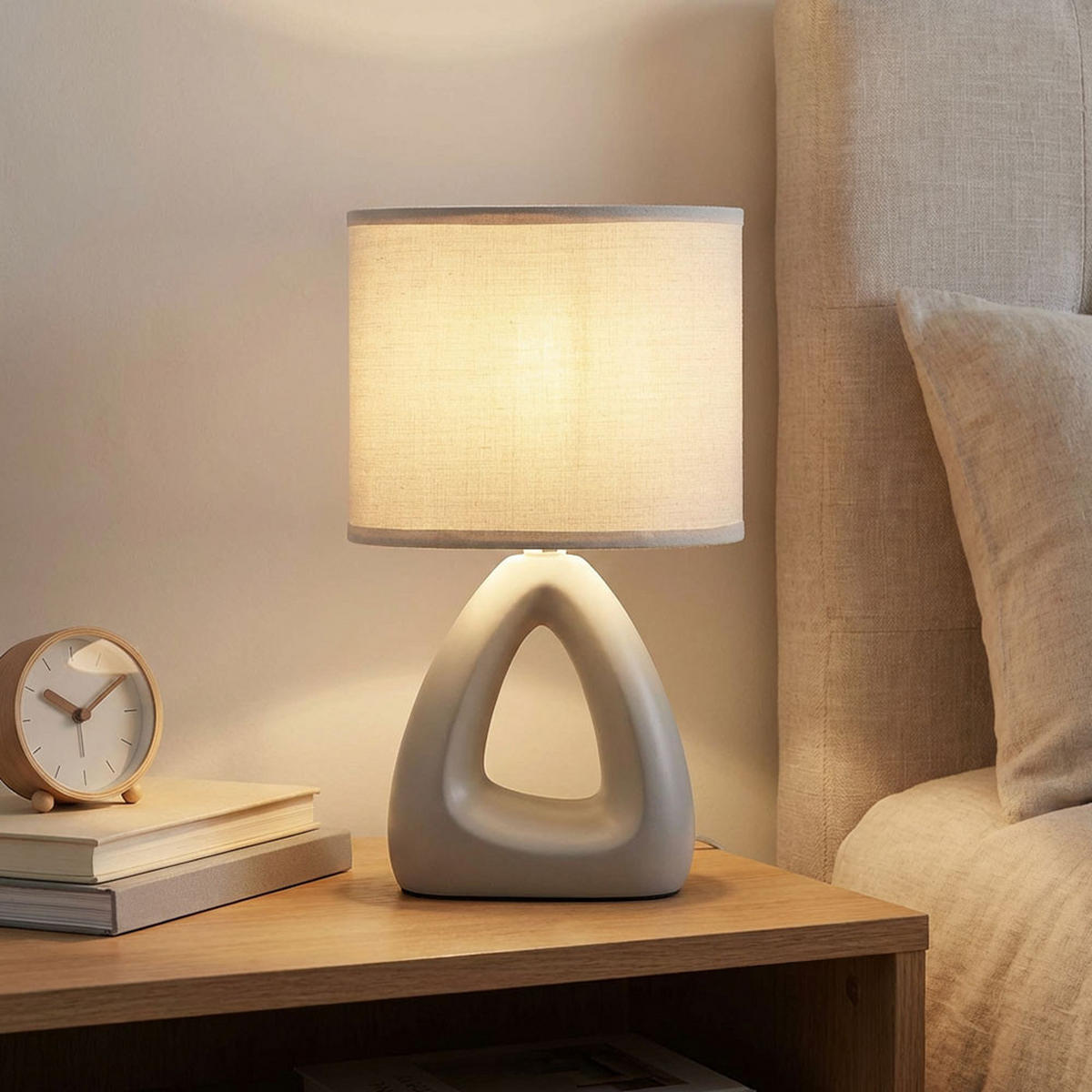 LED TISCHLEUCHTE Keramik Grau - Grau, Textil (17/10/30cm) - Globo Lighting