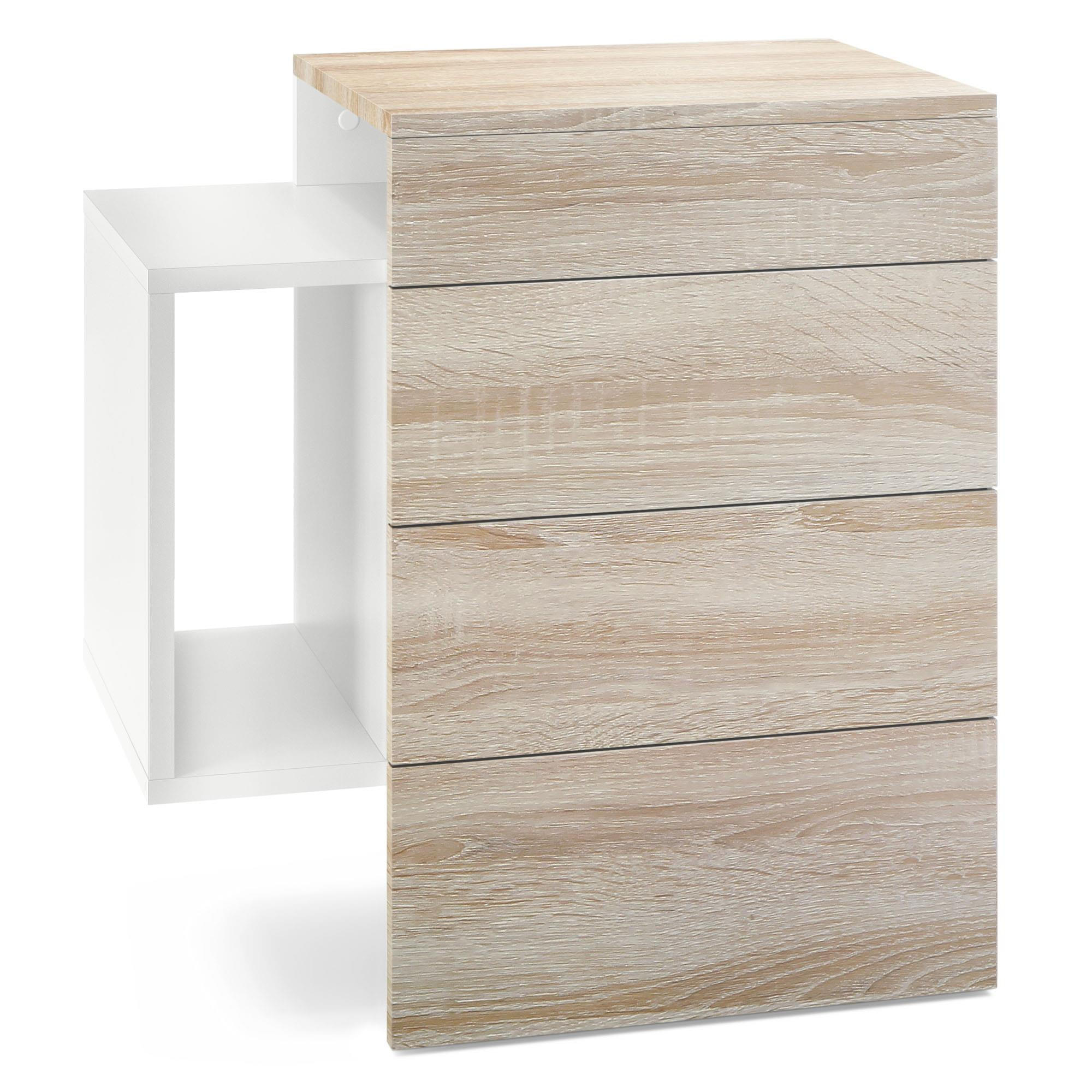NACHTTISCH Queens Front in Eiche sägerau - Eiche San Remo, Holzwerkstoff (60/63/36cm) - Vladon