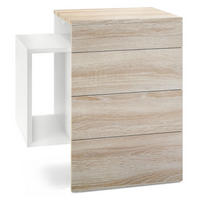 NACHTTISCH Queens Front in Eiche sägerau - Eiche San Remo, Holzwerkstoff (60/63/36cm) - Vladon