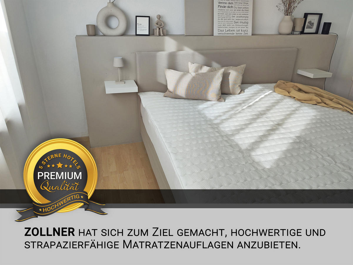 MATRATZENAUFLAGE, 180x200 cm, 100% Polyester, Weiß - Weiß, Textil (180/200cm) - Zollner