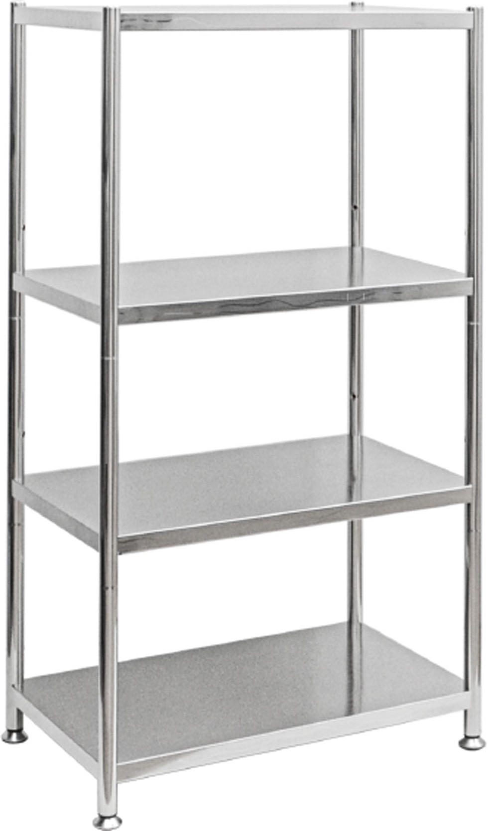 EDELSTAHL-REGAL 61x36x113 cm bis 60kg inkl. 4 Ebenen - Grau, Metall (36/113/61cm) - shelfr
