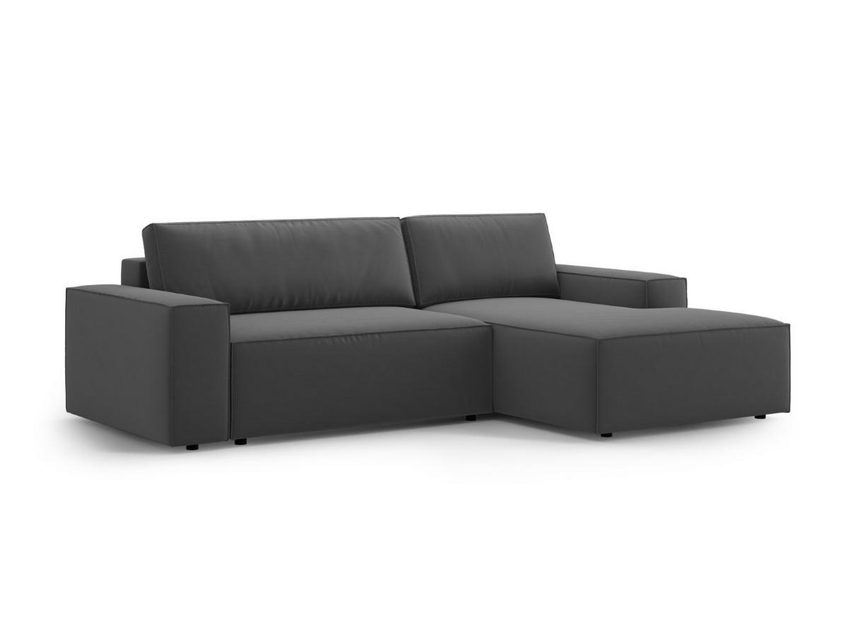 ECKSOFA ausklappbar rechts mit Container Jodie aus Samt grau 3 Sitzplätze - Grau, Textil (151/246cm) - Micadoni