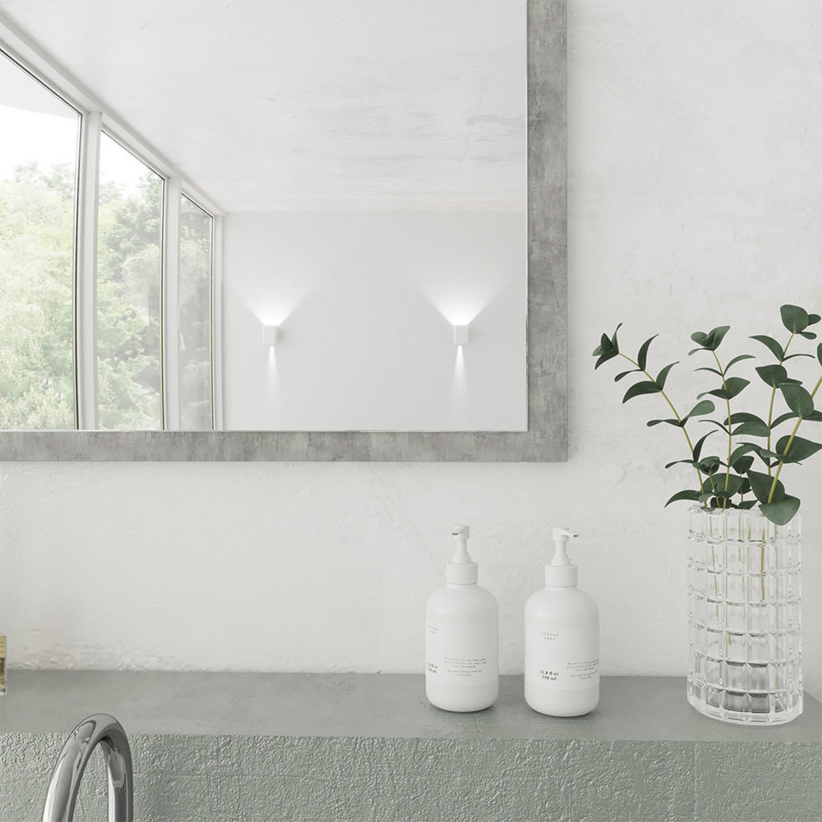 BADEZIMMERSPIEGEL Kiko Beton 45 x 60 cm - Schieferfarben, Glas (45/60/2cm) - Vicco