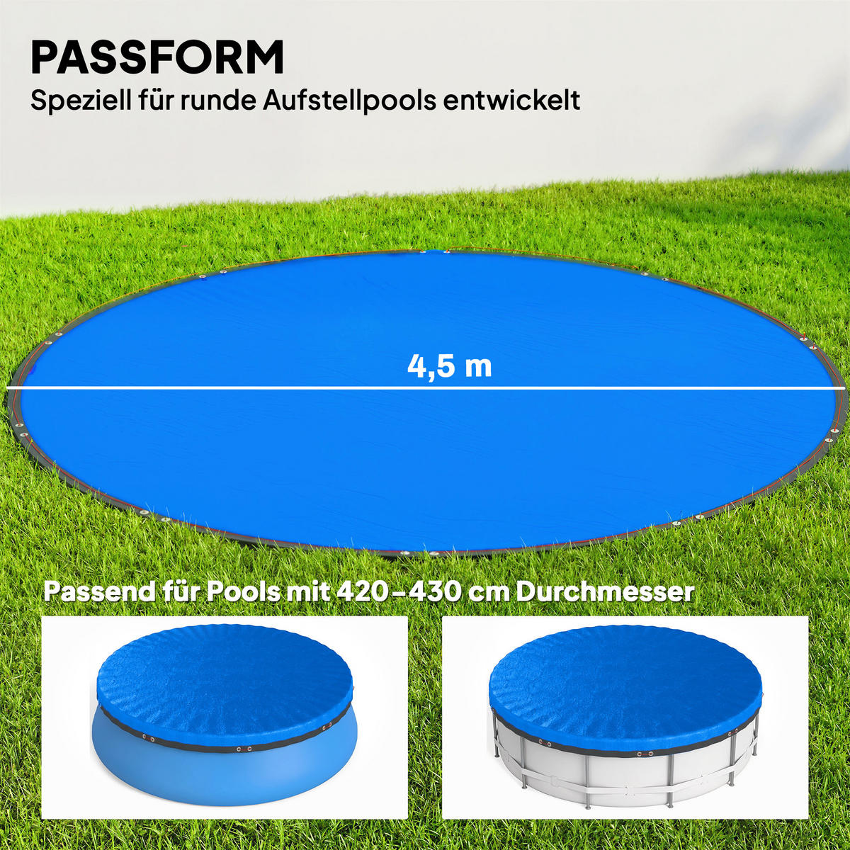 POOL-WINTERABDECKUNG PE Blau - Blau, Kunststoff (450/450cm) - Outsunny