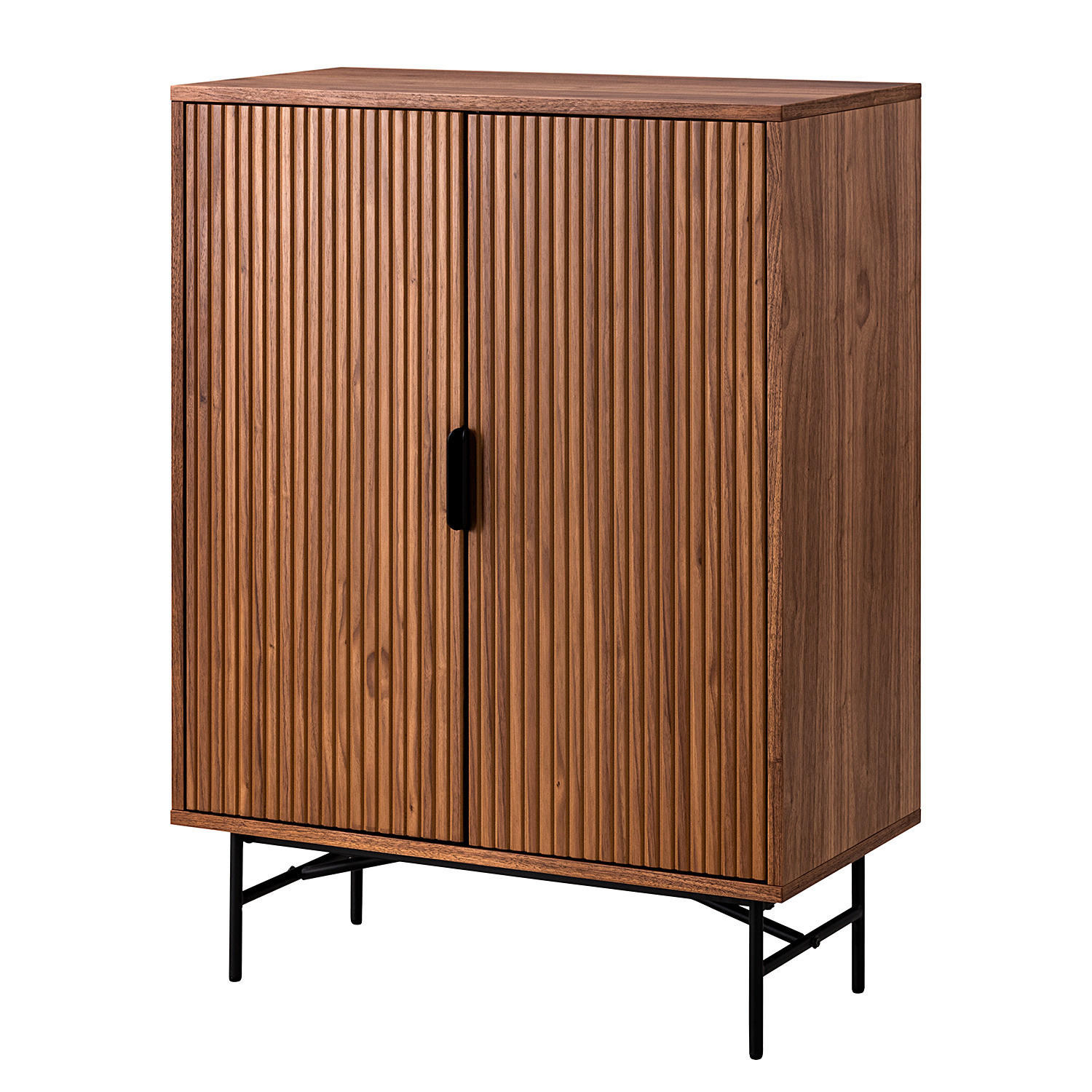 KOMMODE - MDF / Metall - Walnussfarben/Schwarz, Holzwerkstoff/Metall (80/110/40cm) - home24