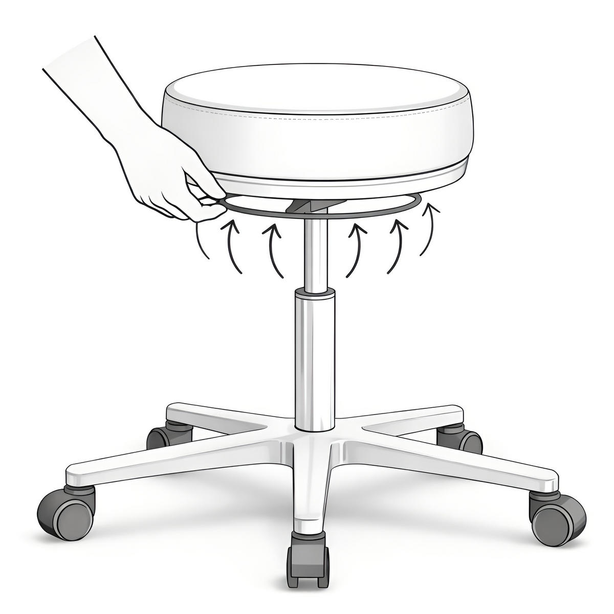 ARBEITSHOCKER Echtleder Weiß - höhenverstellbar, 150kg belastbar - Weiß, Leder/Metall (58/46/58cm) - Versee