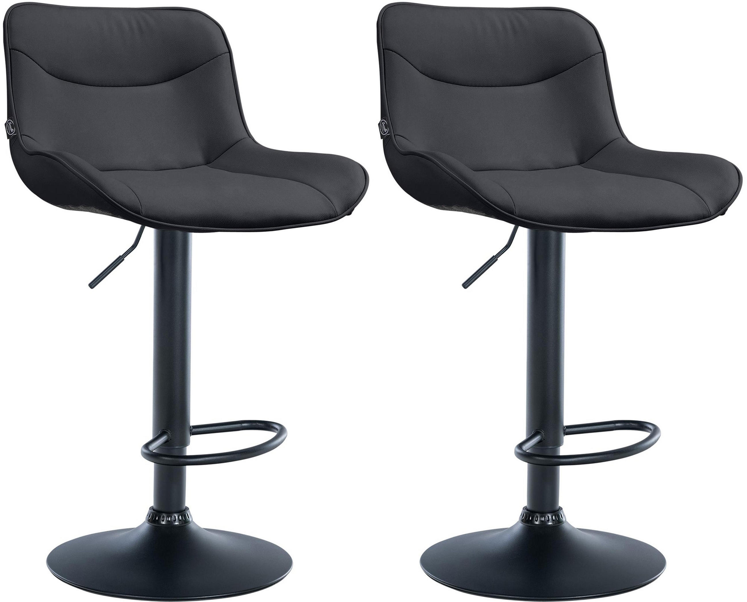 BARHOCKER 2er Set Vulcano Kunstleder schwarz schwarz - Schwarz, Kunststoff/Metall (49/106/51cm) - TPFLiving