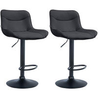BARHOCKER 2er Set Vulcano Kunstleder schwarz schwarz - Schwarz, Kunststoff/Metall (49/106/51cm) - TPFLiving