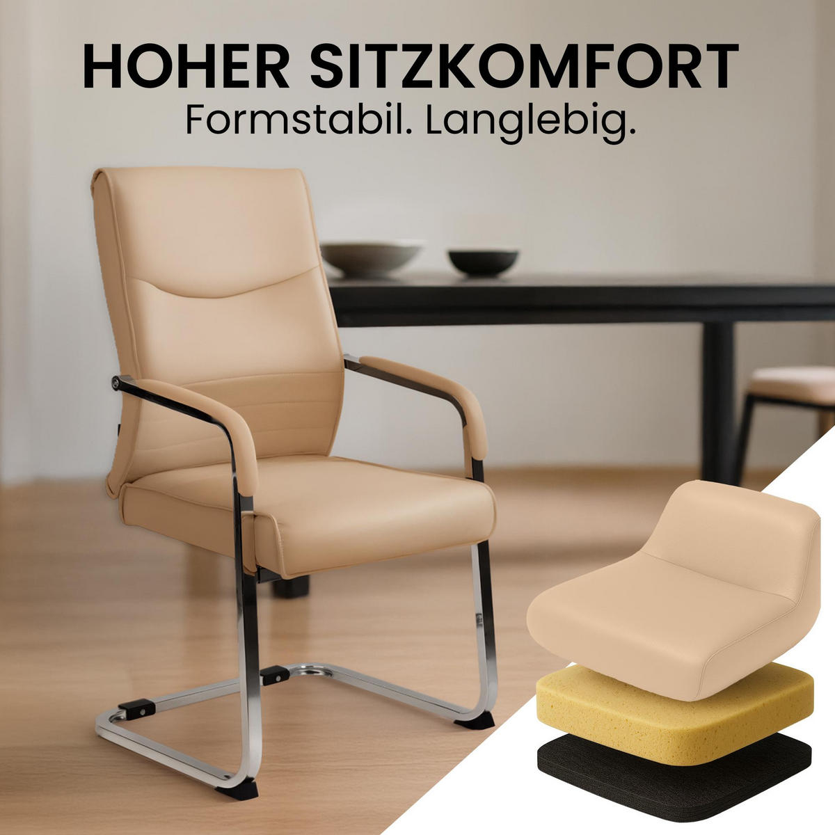 SCHWINGSTUHL 2er Set Lederlook Khaki - Dunkelgelb, Textil/Metall (55/88/60cm) - CLP