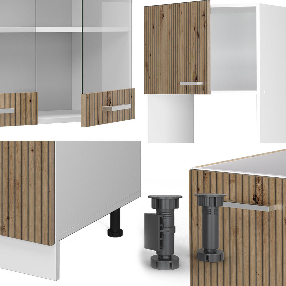 ECKKÜCHE R-Line Artisan Eiche/Weiß 237 x 247 cm, AP Eiche - Eiche Artisan/Weiß, Holzwerkstoff (247/81.6/60cm) - Vicco