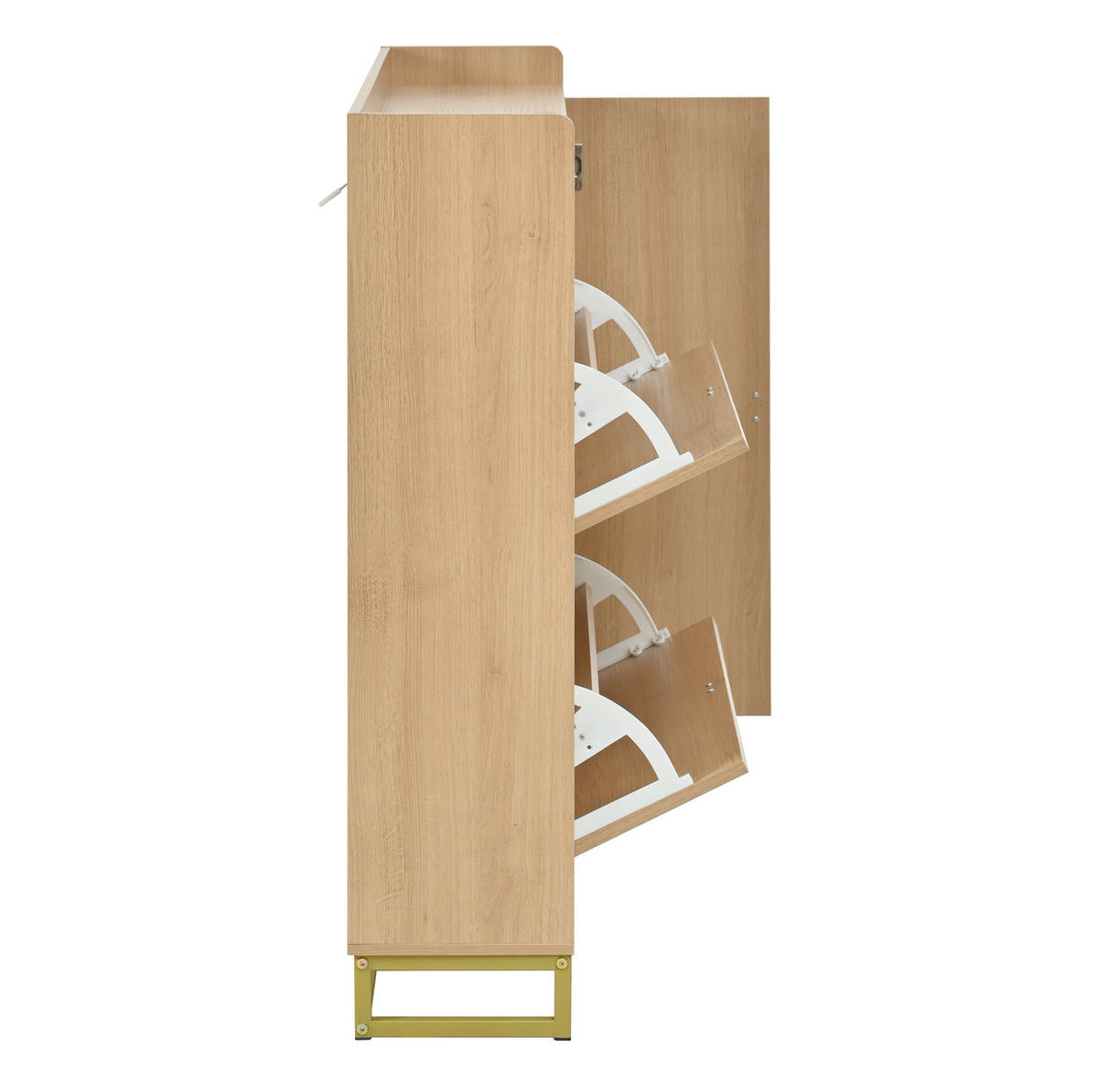 SCHUHSCHRANK mit Klappfächern 110 x 24 x 100 cm Natur - Braun, Holzwerkstoff (24/100/110cm) - Beauniv