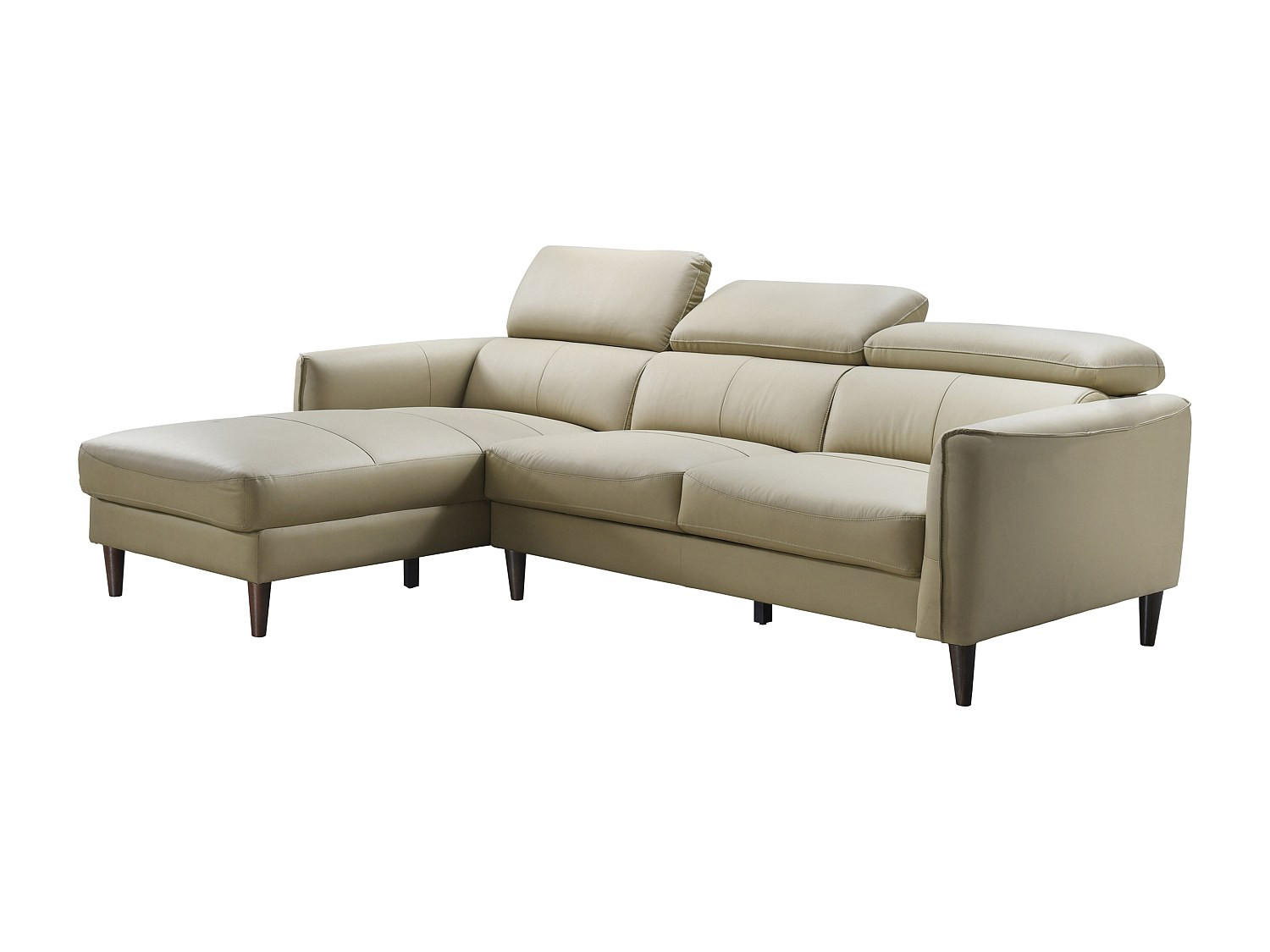 ECKSOFA - Ecke links - Büffelleder - Beige - SALVI - Beige, Leder (248/179cm) - Vente-Unique