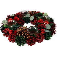 ADVENTSKRANZ mit 4 Kerzenhaltern und Zapfen 34/34/8 cm - Multicolor, Naturmaterialien (34/8/34cm) - Home Styling Collection