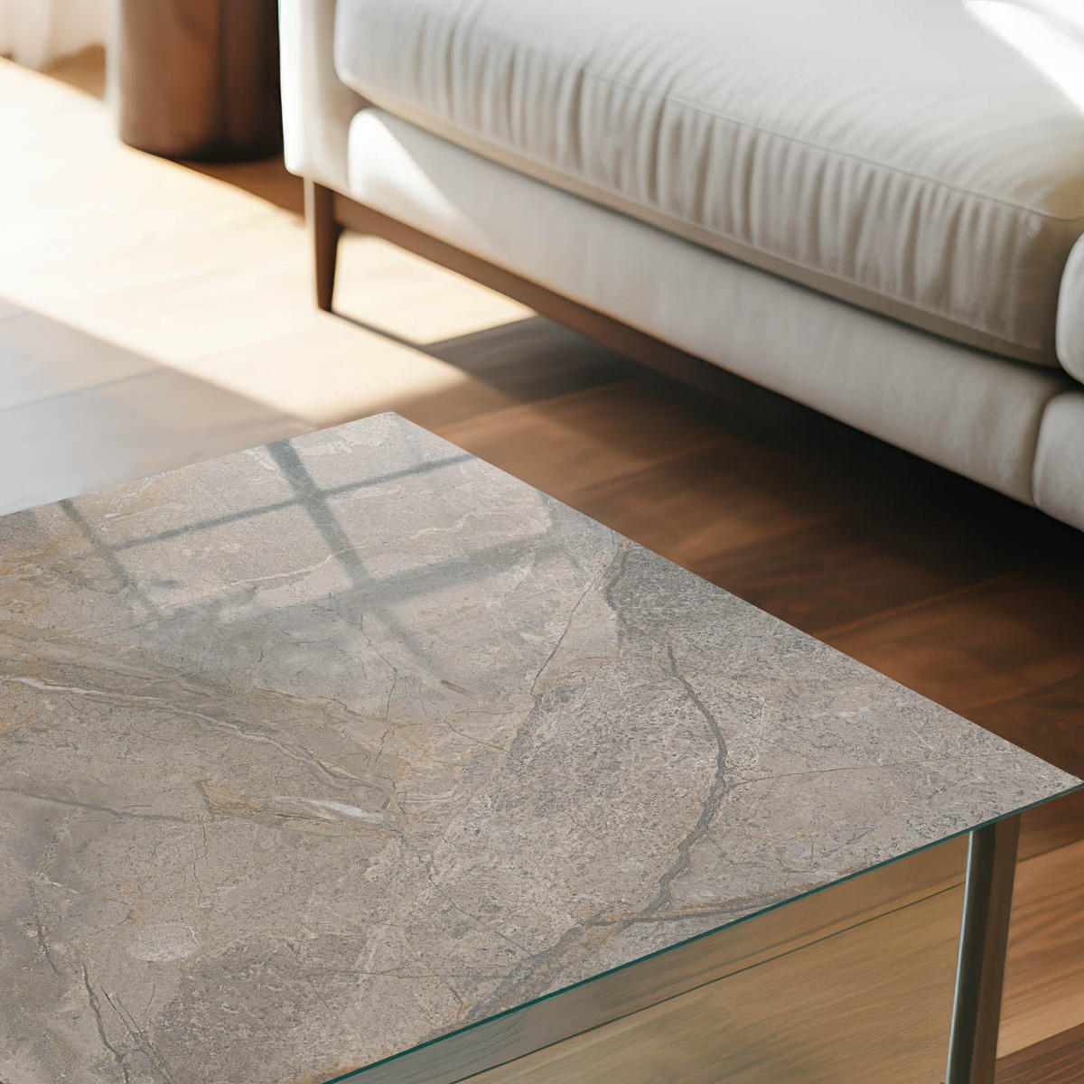 TISCHPLATTE 50x50 cm – Subtile Eleganz - Beige, Glas (50/50/0.4cm) - Wallfluent