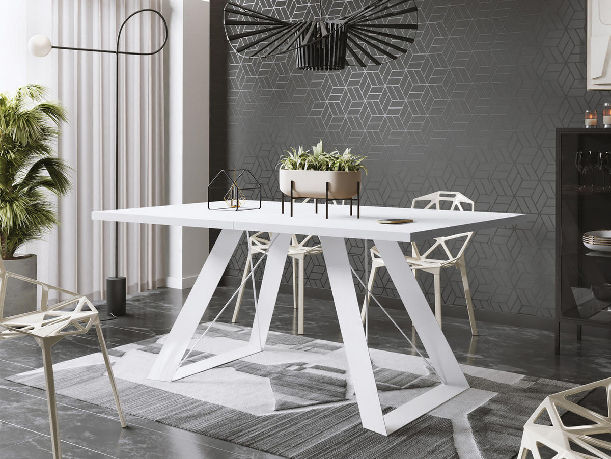 ESSTISCH Colter Weiß rechteckig ausziehbar, Weiß 160-260/90/76 cm - Weiß, Holzwerkstoff/Metall (160/90/76cm) - WFL GROUP
