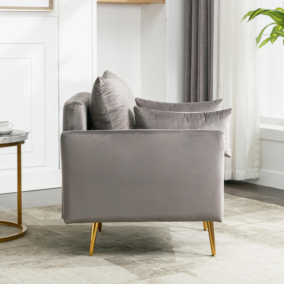 SESSEL mit 2 Kissen Grau 71/71/76 cm - Grau, Textil/Metall (71/76/71cm) - Urban Meuble