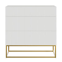 KOMMODE Veldio Weiß mit 3 Schubladen 90 cm - Goldfarben/Weiß, Holzwerkstoff/Metall (90/90/38cm) - Selsey